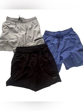 Athletic Works boys 8 Shorts - Black, Light Gray, Blue - 3-Pack